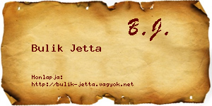 Bulik Jetta névjegykártya